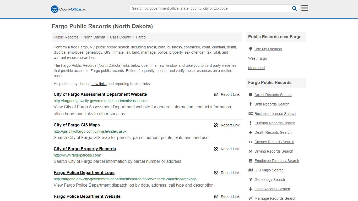 Public Records - Fargo, ND (Business, Criminal, GIS, Property & Vital ...