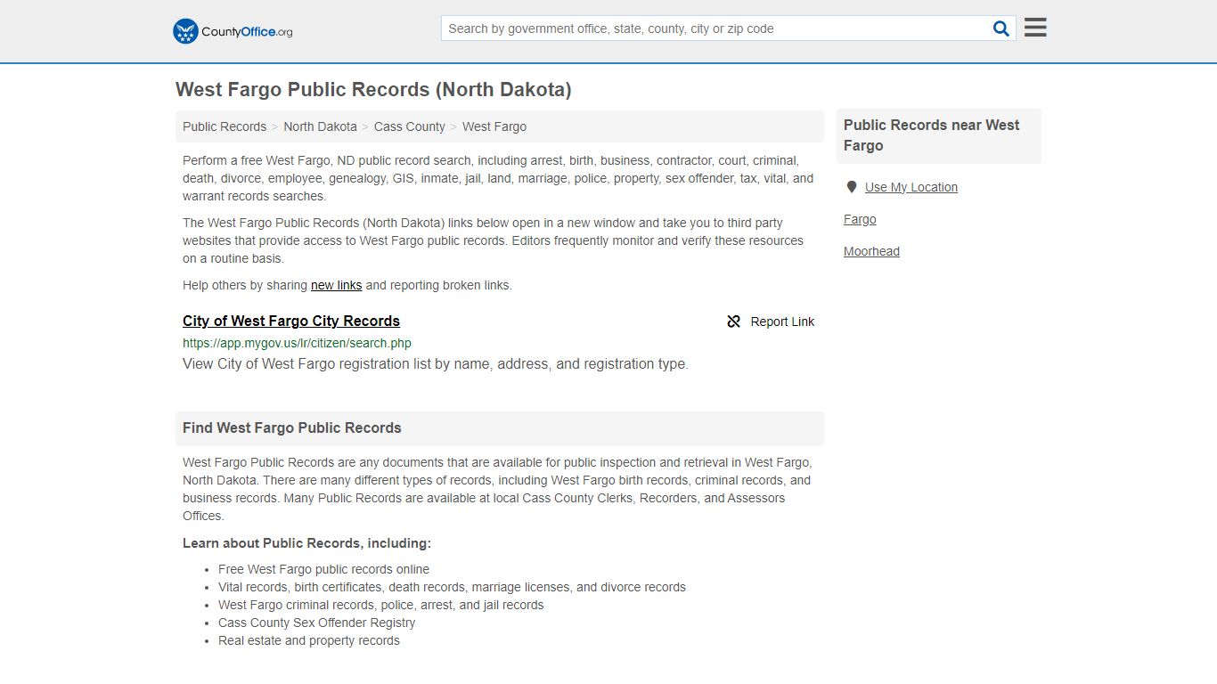 Public Records - West Fargo, ND (Business, Criminal, GIS, Property ...